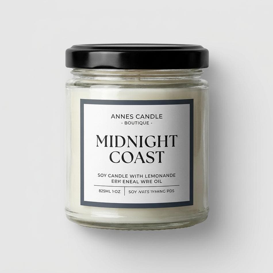 Ocean Air Soy Candle, Sea Salt & Ozone, Amber & Musk, Cozy Night Mood, Single Jar (Size/Burn Time Listed)