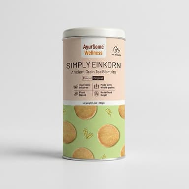 Einkorn Tea Biscuits Cookies, Regenerative Organic Einkorn, Maple Syrup & Cardamom, No Refined Sugar, Vegan, 12-Pack Tin