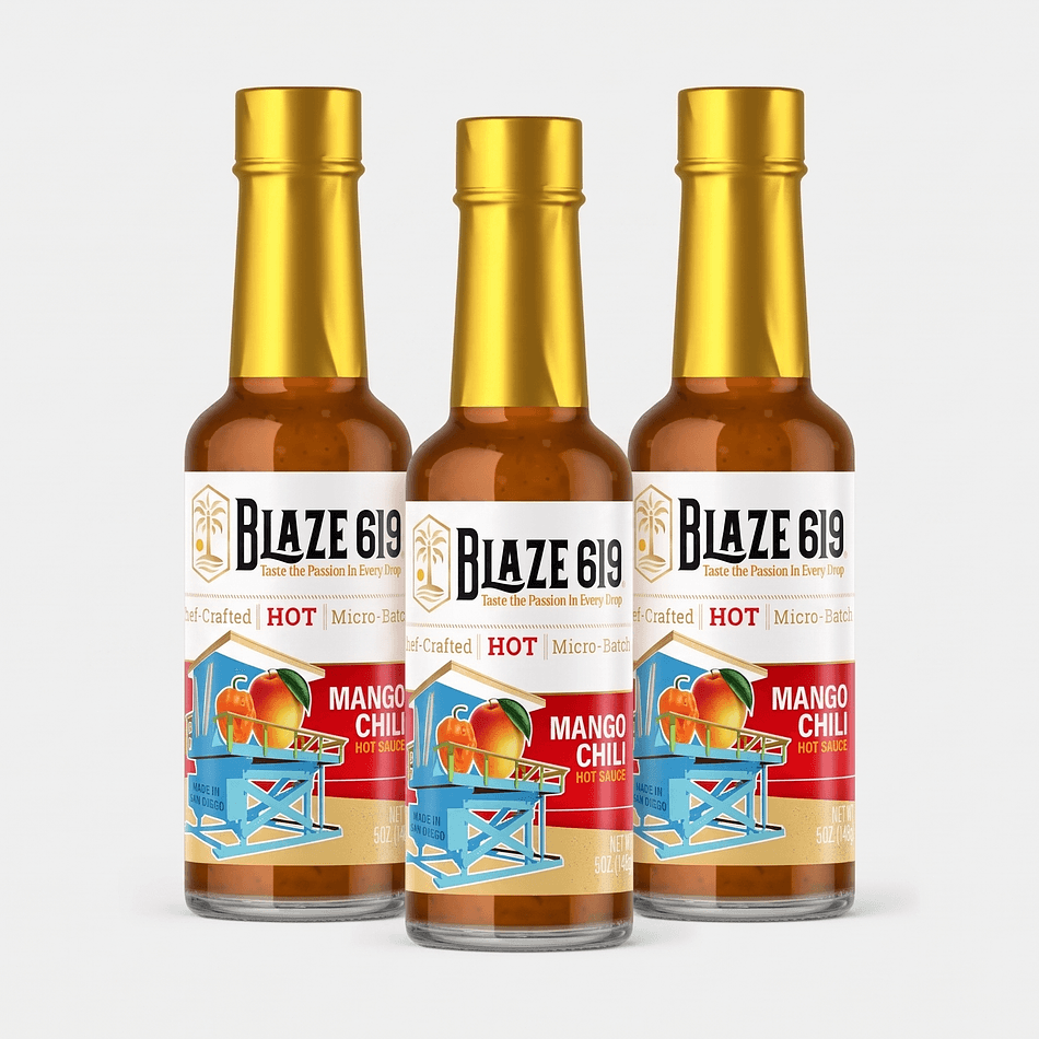 Mango Chili Hot Sauce, Mango & Habanero with Smoked Chipotle, Sweet Heat Flavor, Vegan Gluten-Free, 3 x 5 oz