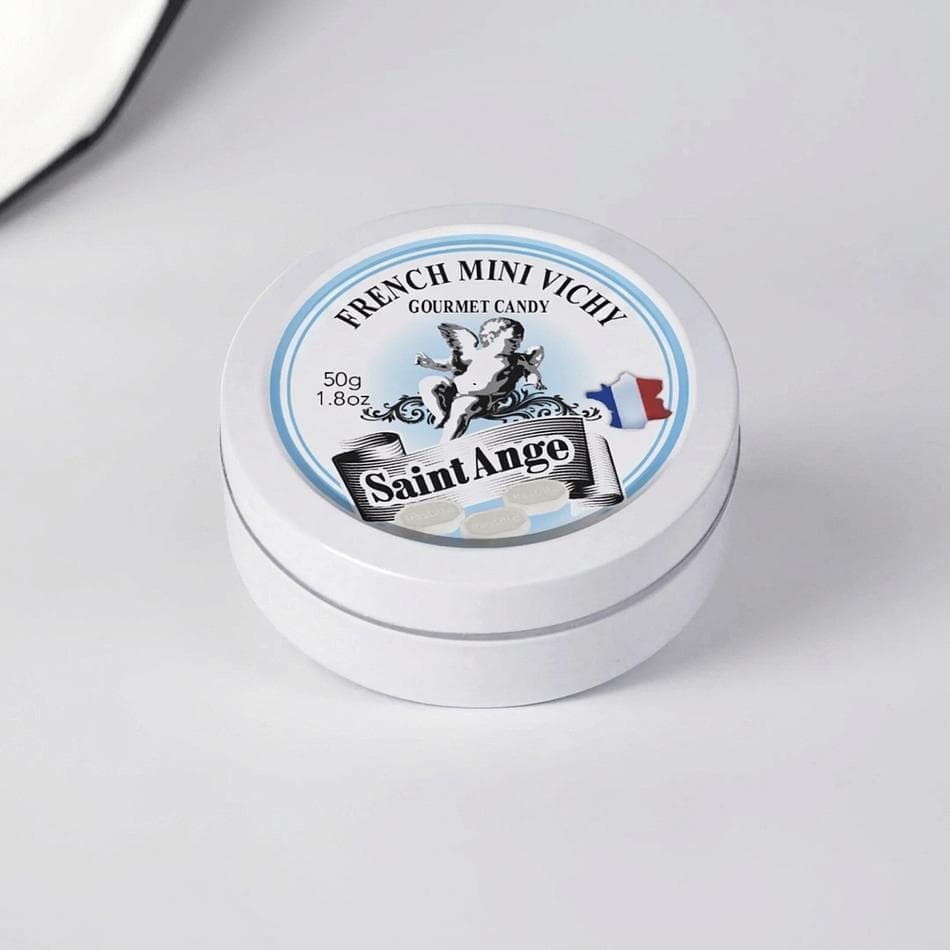Mint Pastilles Candy, Vichy Mineral Salts, Refreshing Digestive Mints, 50g Metal Tin, 1 Pack