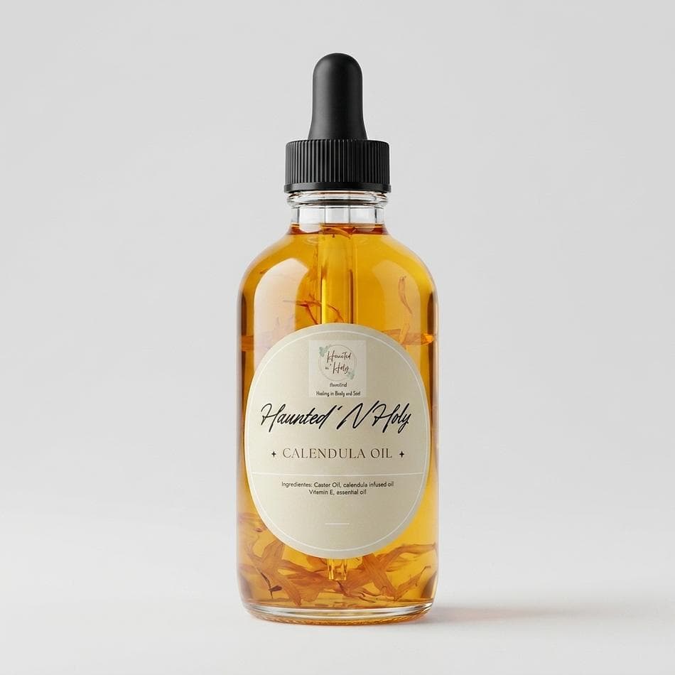 Calendula Infused Body Oil, Castor Oil + Vitamin E + Bisabolol, Brightening Moisturizer, Cucumber Scent, 4 oz