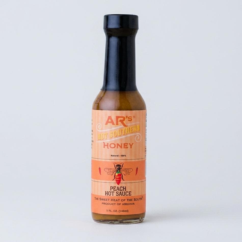 Peach Hot Sauce, Habanero & Honey with Ginger & Turmeric, Sweet Heat for Wings & Tacos, 5 oz Bottles, 3-Pack