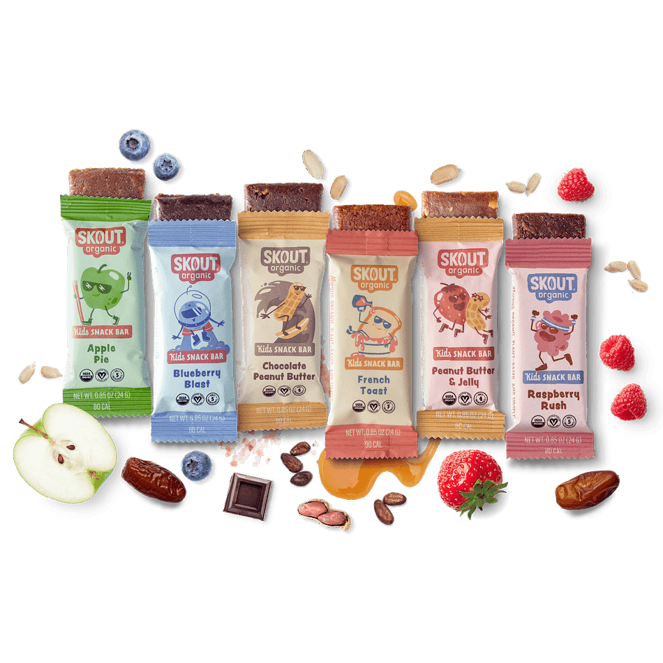 Organic Kids Snack Bars, Dates & Fruit, Simple Ingredients, Gluten-Free Vegan Lunchbox Snacks, Variety Pack, 36 Bars