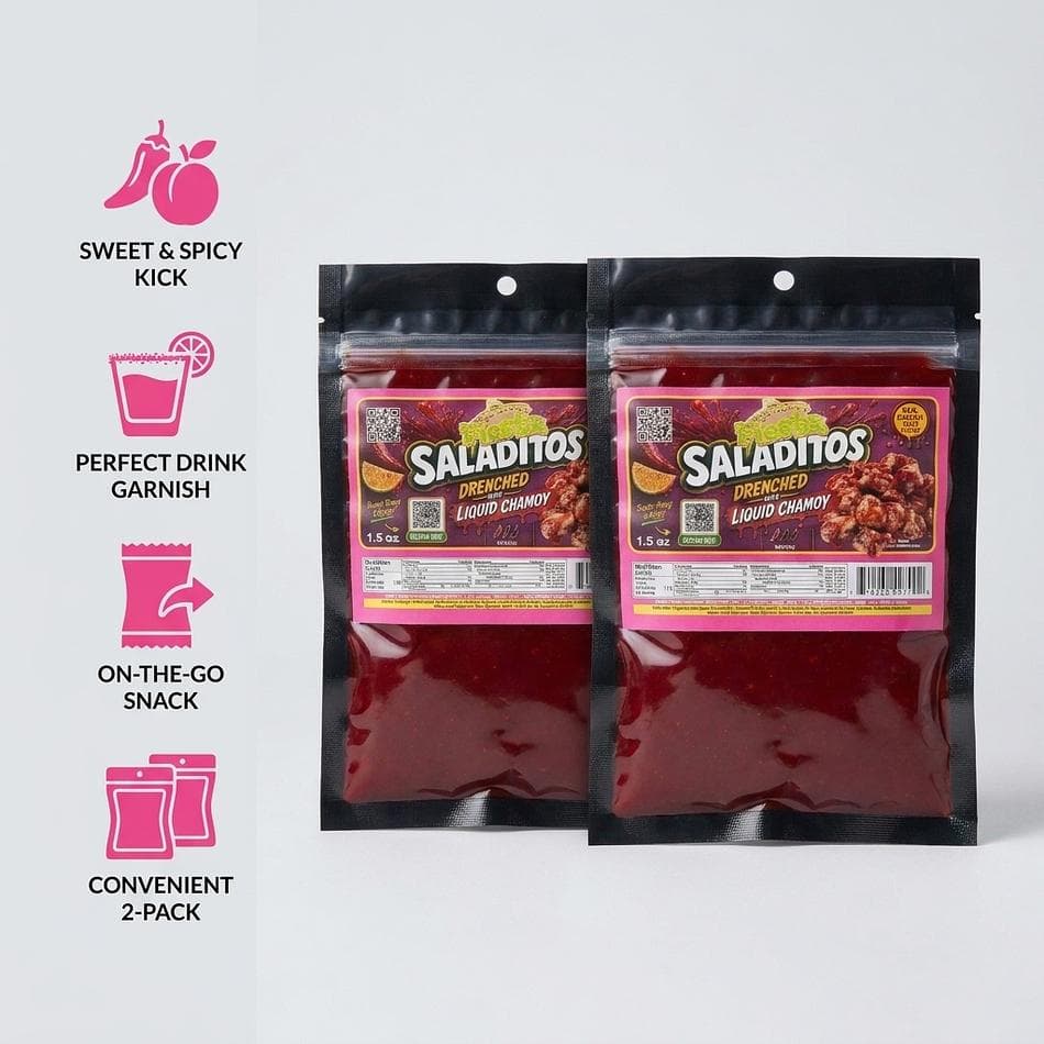 Chamoy Saladitos (Salted Dried Plums), Sweet & Spicy Snack, 2-Pack, Party Candy Garnish