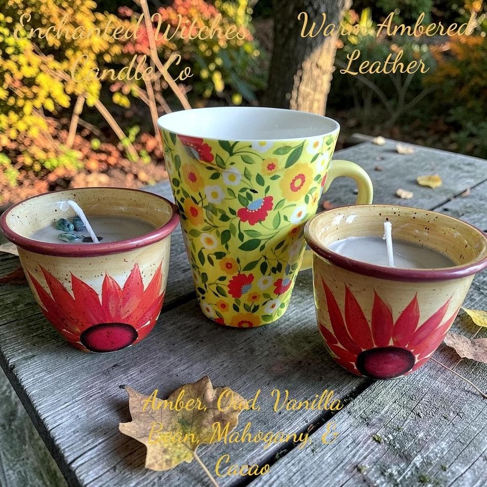 Warm Ambered Leather Candles