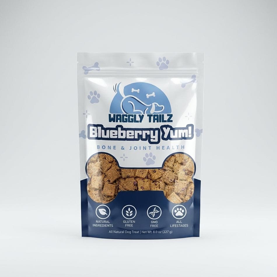 All-Natural Blueberry Dog Treats, Turmeric & Salmon Oil, Joint Support, Resealable Pouch
