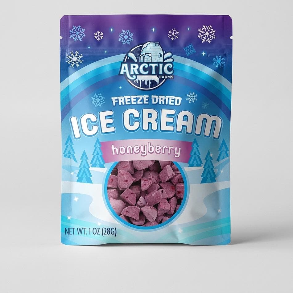 Freeze-Dried Ice Cream Bits, Honeyberry, No-Melt Crunchy Snack, Shelf-Stable, Resealable Bag (1 oz / 2.5 oz / 1 lb)