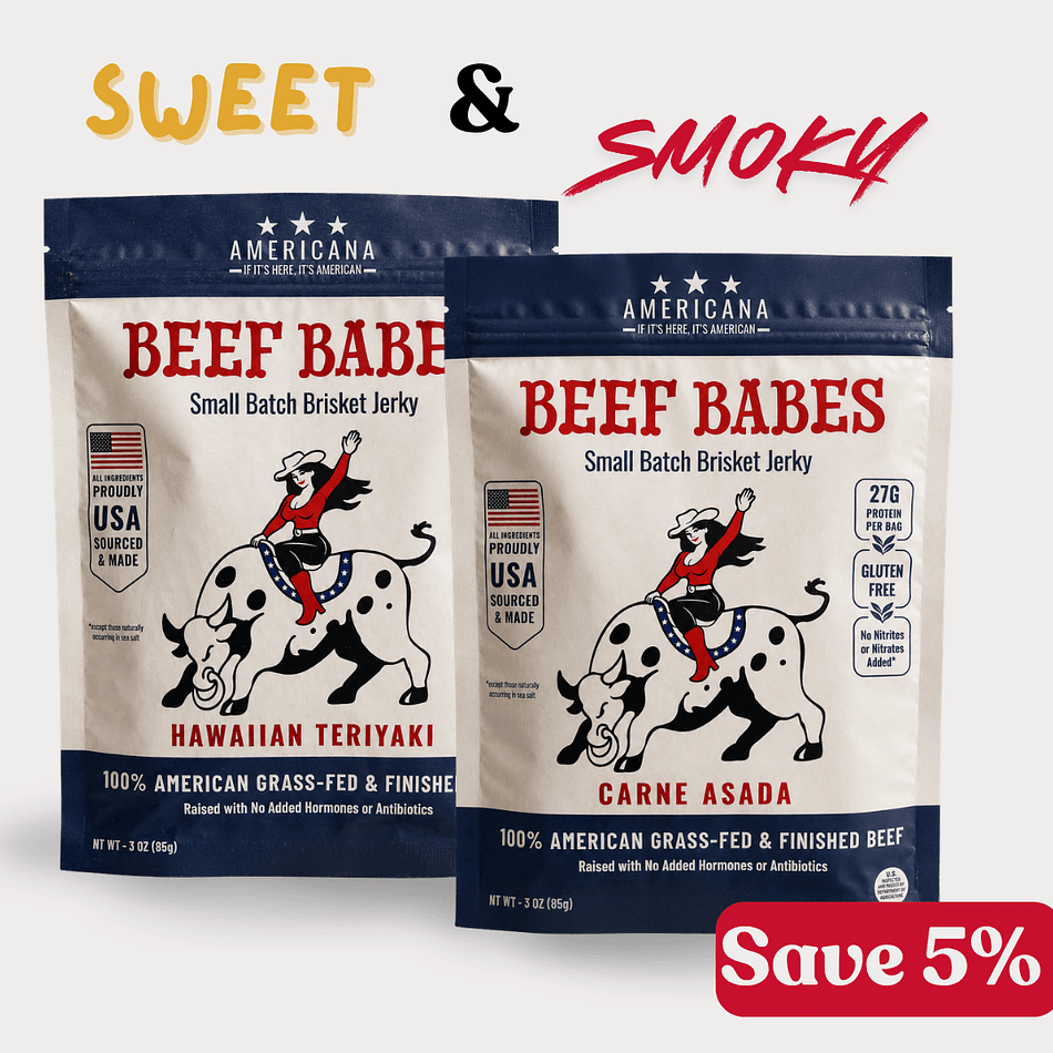 Beef Babes Grass-Fed Brisket Jerky, Taco & Tiki  2-Pack