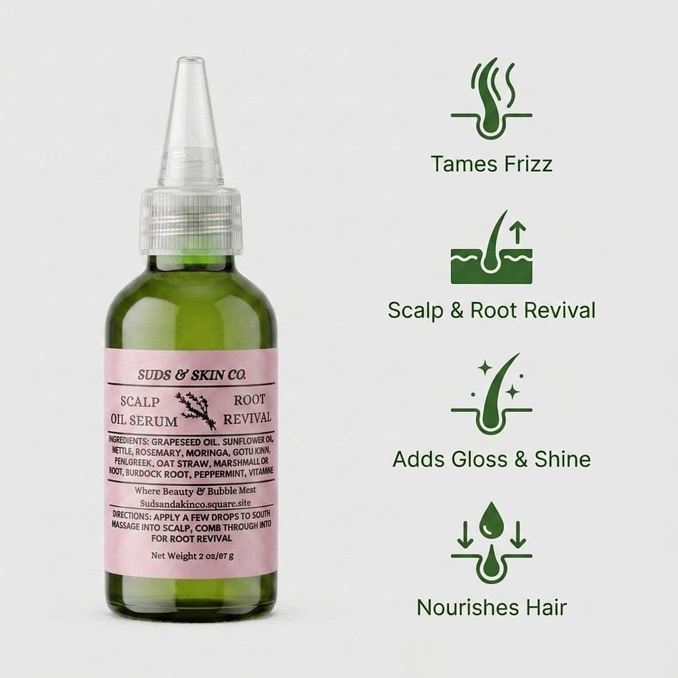 Hair Oil Serum, Lightweight Botanical Oil Blend, Frizz Control & Shine, 2 oz Dropper Bottle