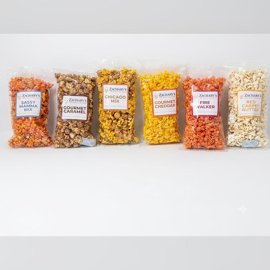 Gourmet Popcorn Variety Pack, Cheddar, Caramel & Butter, Fresh Small-Batch, Non-GMO, 6 Medium Bags (4 cups)