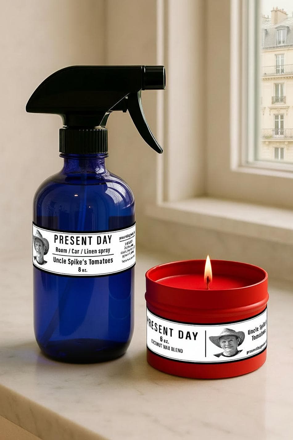 Room & Linen Spray, Tomato Vine, Fresh Green Garden Scent, Non-Toxic Mist, 4 oz Blue Glass Bottle