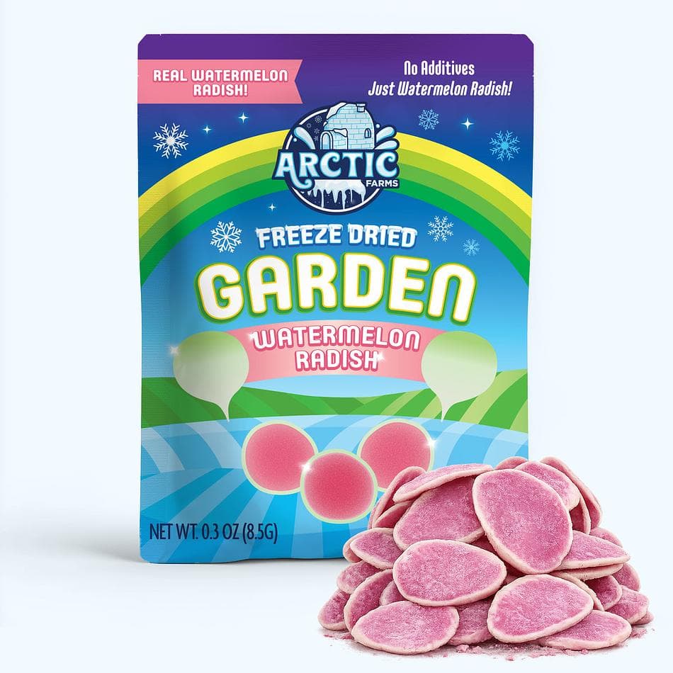 Freeze-Dried Watermelon Radish, Crisp, Peppery, Naturally Vibrant Veggie Crunch, Pack of 3 Resealable Bags (0.3 oz each)