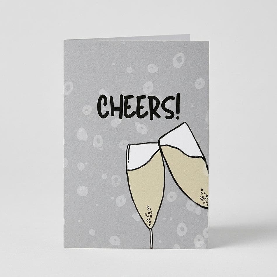 Cheers Greeting Card, 100% Recycled Paper, Blank Inside Celebration Card, A2 Size, Craft Envelope Included