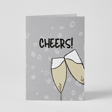 Cheers Greeting Card, 100% Recycled Paper, Blank Inside Celebration Card, A2 Size, Craft Envelope Included