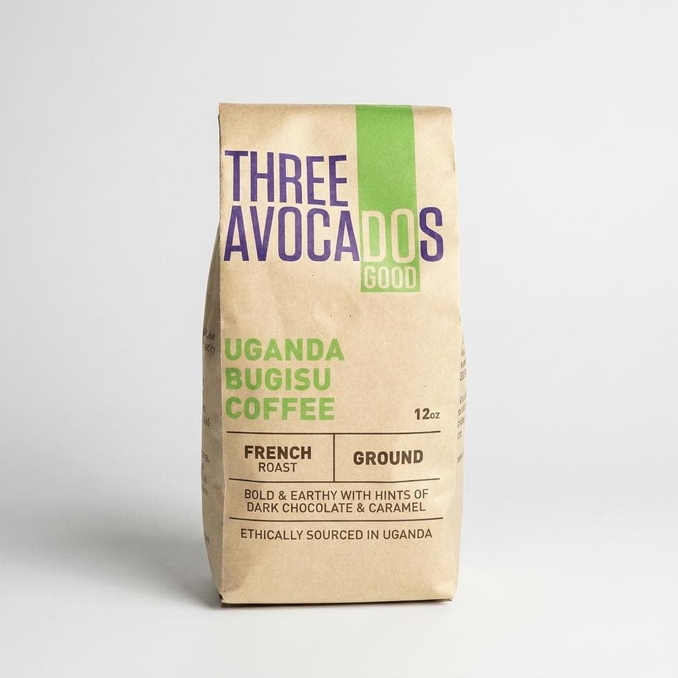 French Roast Uganda Bugisu Arabica Coffee, Single Origin Mt. Elgon, Dark Chocolate Notes, Whole Bean or Ground, 12oz Bag