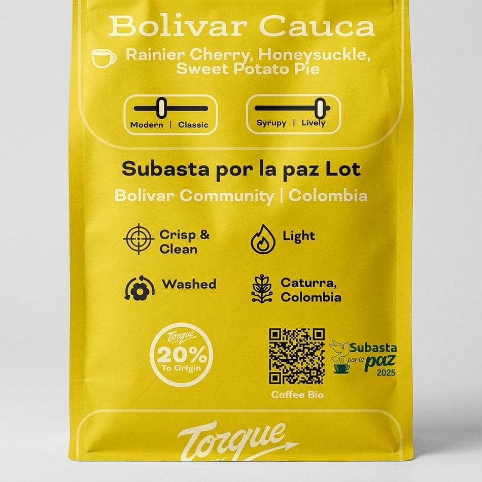 Washed Colombian Coffee, Cauca Auction Lot Microlot, Light Roast, Rainier Cherry & Honeysuckle Notes, 12 oz Bag