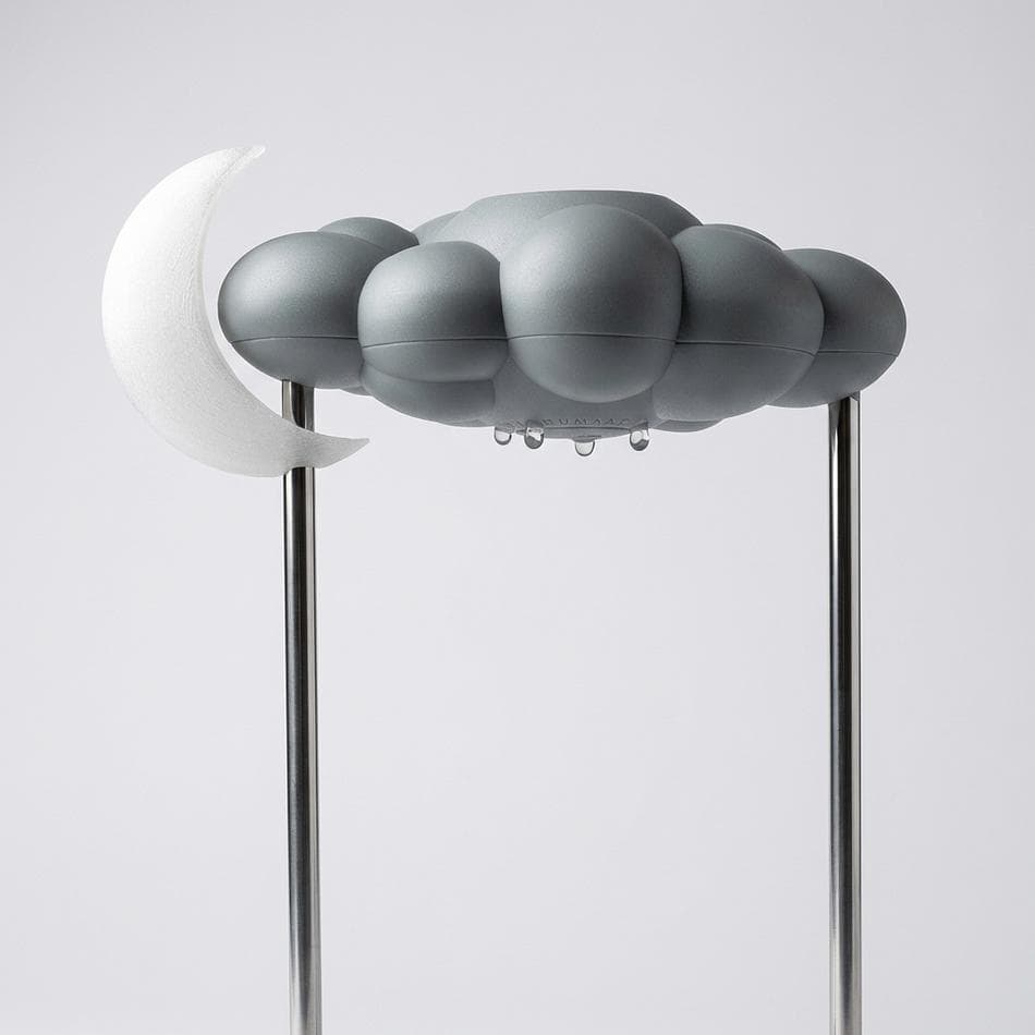 3D Printed Glow-in-the-Dark Moon Charm, PLA Plant-Based Plastic, Dripping Rain Cloud Waterer Accessory, 1-Piece