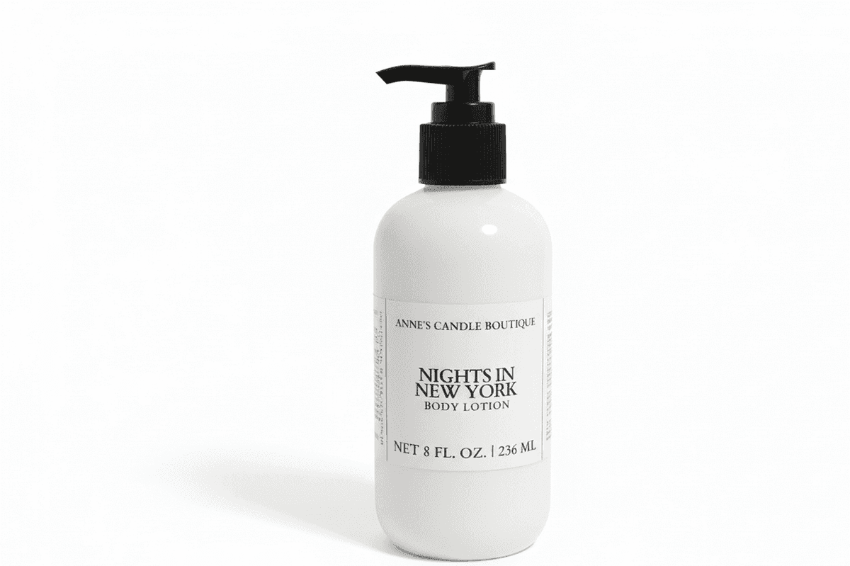Nights in New York Scented Body Lotion, Amber, Sandalwood & Vanilla Musk, Fast-Absorbing Moisture, 8 oz