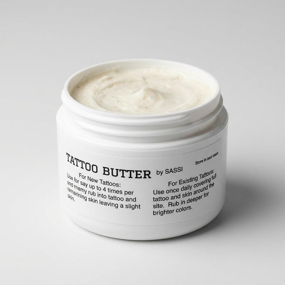 Tattoo Aftercare Butter Balm, Hydrates & Protects, Brightens Tattoo Ink, Travel Size Jar (Size Not Listed)