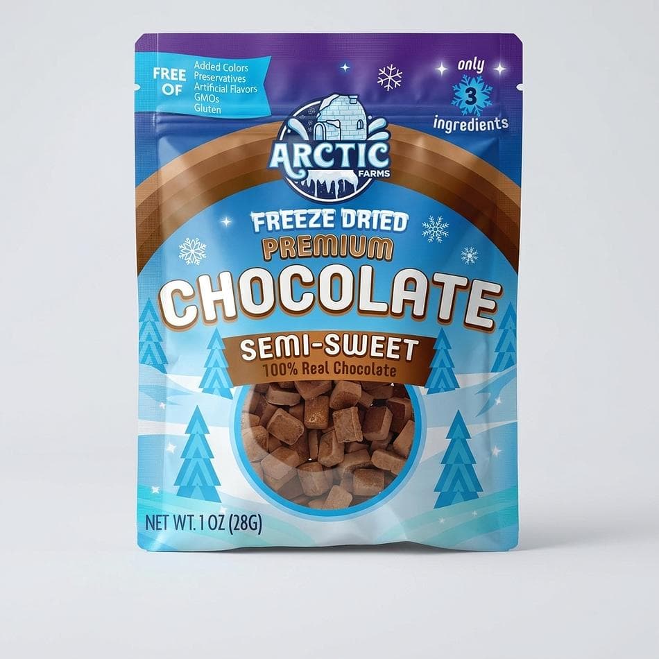 Freeze-Dried Organic Semi-Sweet Chocolate Chips, Cacao & Coconut Sugar, Crunchy Melt-In-Your-Mouth Snack, 45% Cacao