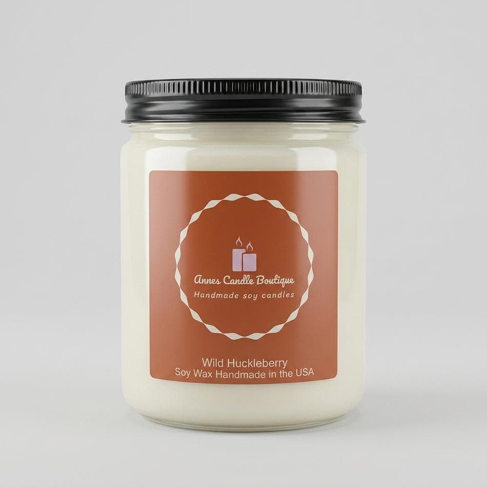 Wild Huckleberry Scented Candle, Berry & Green Leaves, Cozy Fruity Throw, Hand-Poured (Size/oz)