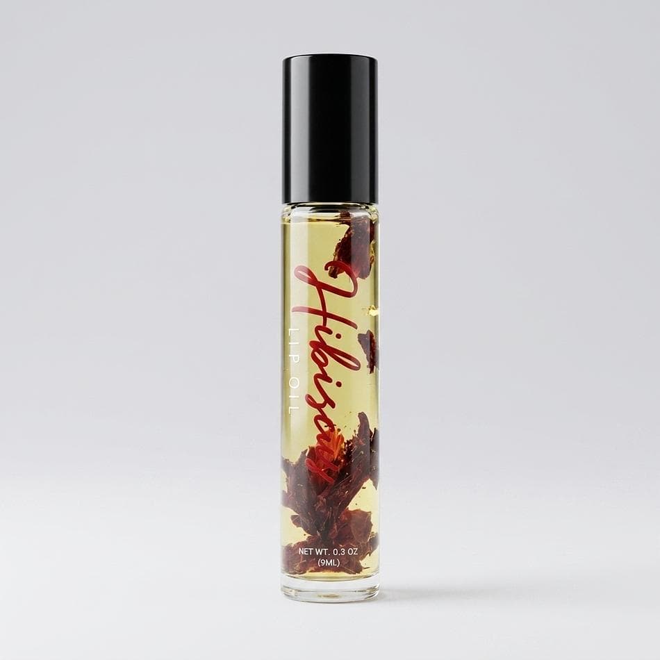 Color-Changing Tinted Lip Oil, Organic Hibiscus & Jojoba, Hydrating Glossy Tint, Rollerball Lip Treatment (Size Not Listed)