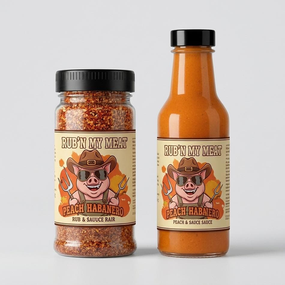 BBQ Dry Rub & Sauce Pair, Peach & Habanero, Sweet Heat for Ribs & Wings, 2-Pack (Rub + BBQ Sauce)