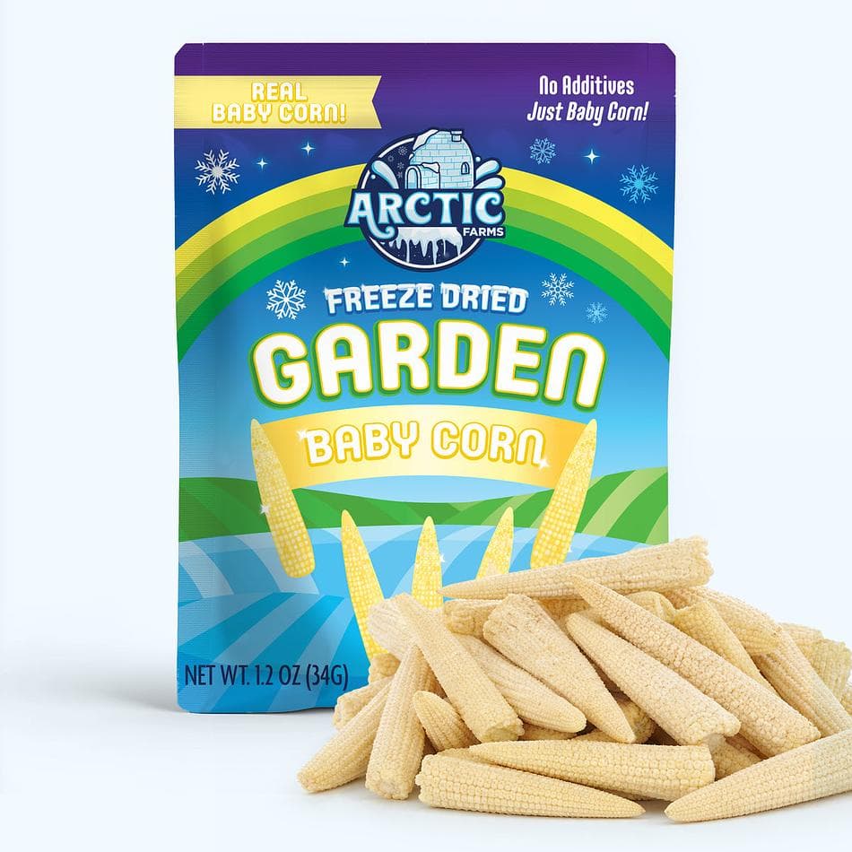 Freeze-Dried Baby Corn, Light, Crisp, Single-Ingredient Vegetable Snack, Resealable Bag (0.3 oz)