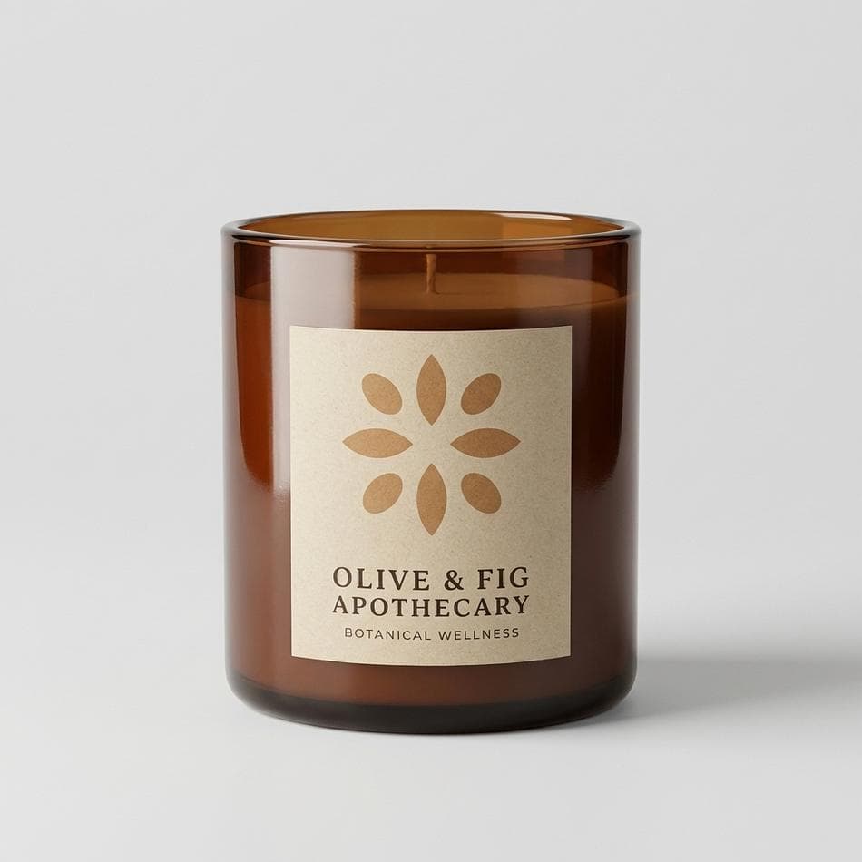 Sandalwood Musk Candle Desert Santal by Olive & Fig, Coconut Apricot Wax, Spicy Woods, 11 oz 2-Wick Amber Jar