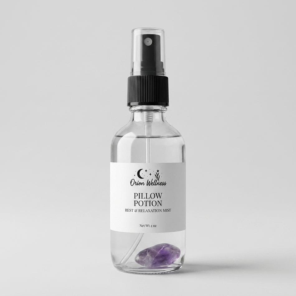 Aromatherapy Pillow Spray, Lavender + Chamomile + Cedarwood, Calming Sleep Mist, Amethyst & Clear Quartz Infused