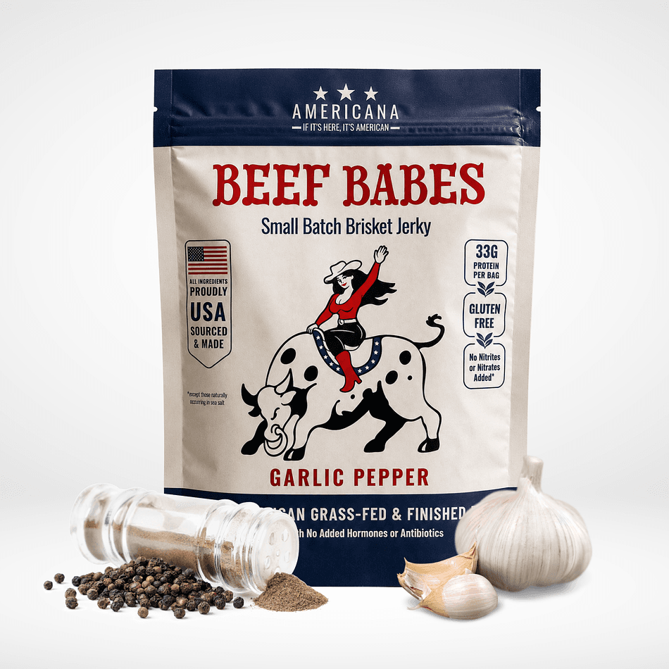 Beef Babes - Garlic Pepper, Grass-Fed Brisket Jerky