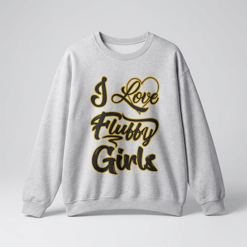 Embroidered Crewneck Sweatshirt, 50/50 Cotton-Poly Heavy Blend, Body Positive Fluffy Girls Pride, Unisex S–5XL