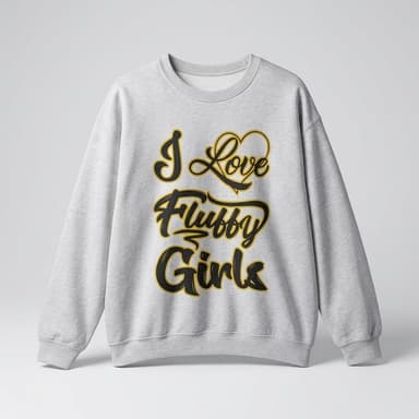 Embroidered Crewneck Sweatshirt, 50/50 Cotton-Poly Heavy Blend, Body Positive Fluffy Girls Pride, Unisex S–5XL