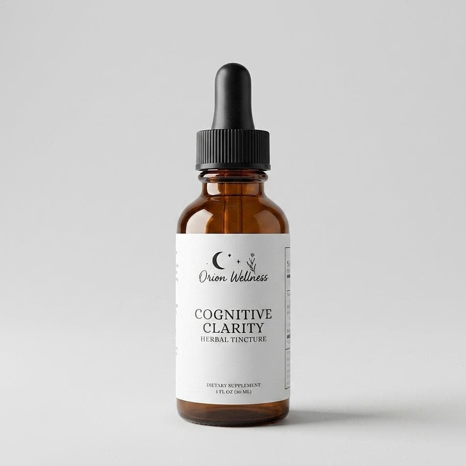 Herbal Cognitive Clarity Tincture, Ginkgo & Gotu Kola, Focus + Memory Support, 100 Proof Extract, 1 Bottle