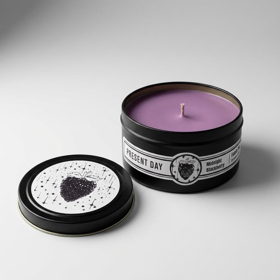 Scented Candle Tin, Blackberry, Coconut Wax Blend, Strong Hot & Cold Throw, 6 oz Gift Tin (35+ hr)