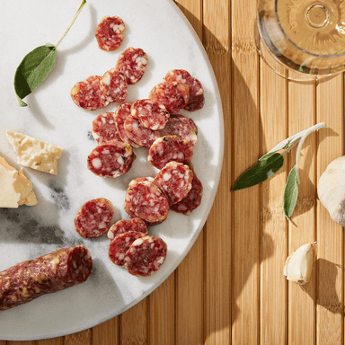 Dry-Cured Pork Salami, Cheese & Chardonnay, Garlic & Sage, Charcuterie Board Favorite, 1 Stick