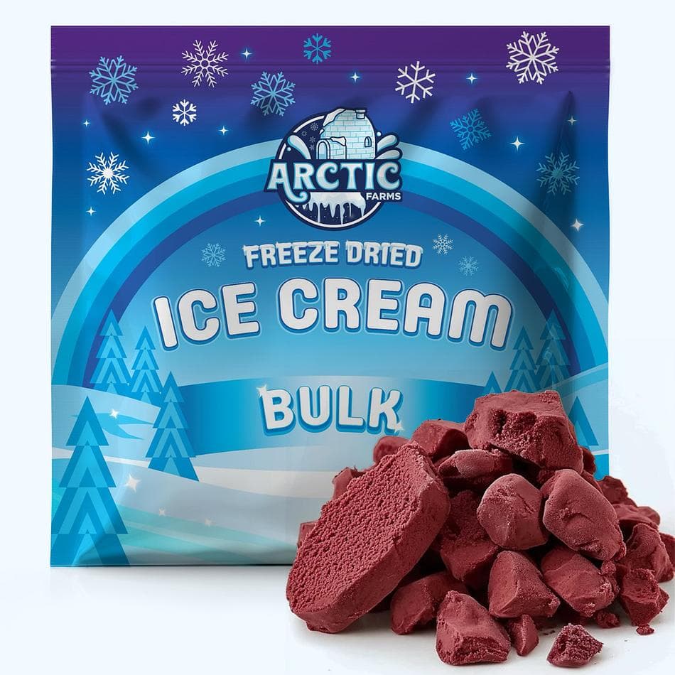 Freeze-Dried Ice Cream Bits, Red Velvet Cake, No-Melt Crunchy Snack, Shelf-Stable, Bulk Bag (1 lb)