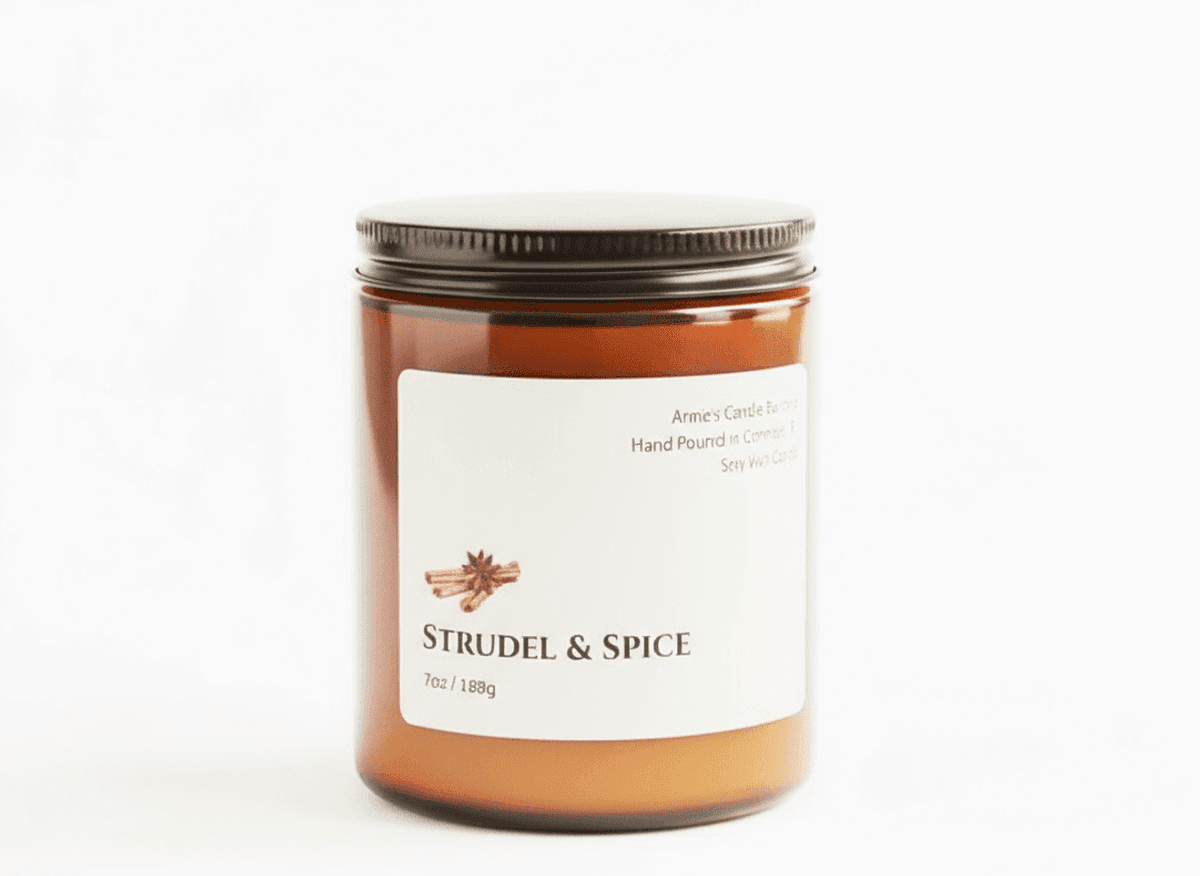Strudel and Spice Scented Soy Candle, Apple & Cinnamon, Warm Cozy Home Fragrance, 7 oz Single Wick Jar Candle