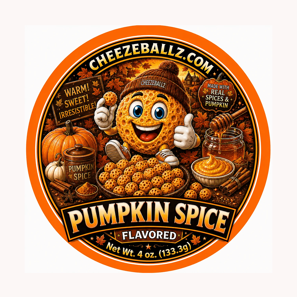 Pumpkin Spice Cheese Balls Snack, Gluten-Free Cheeze Ballz, Sweet & Savory Crunch, 4 oz Resealable Pouch