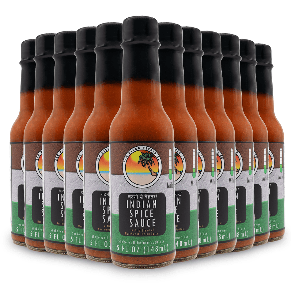Indian Spice Sauce | Mild Indian Hot Sauce, Kashmiri Chili & Indian Spices, Mild Flavor-Forward Heat, 12-Pack 5 oz Bottles