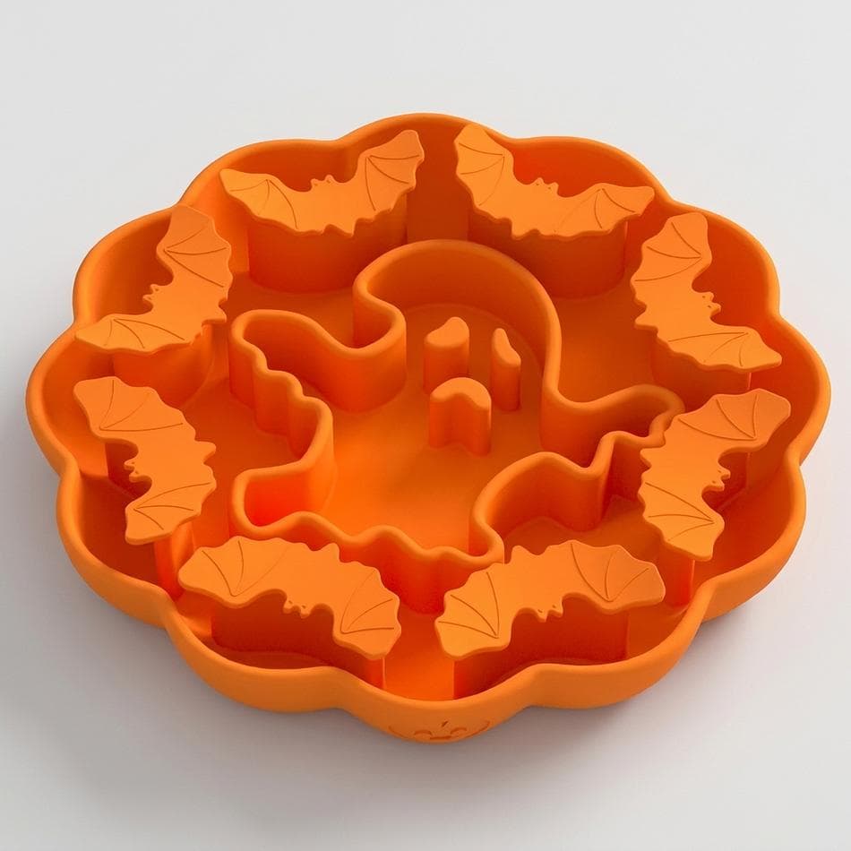 Halloween Slow Feeder Bowl, Food-Grade Silicone, Suction Base, Slows Gulping for Better Digestion, 20cm x 20cm