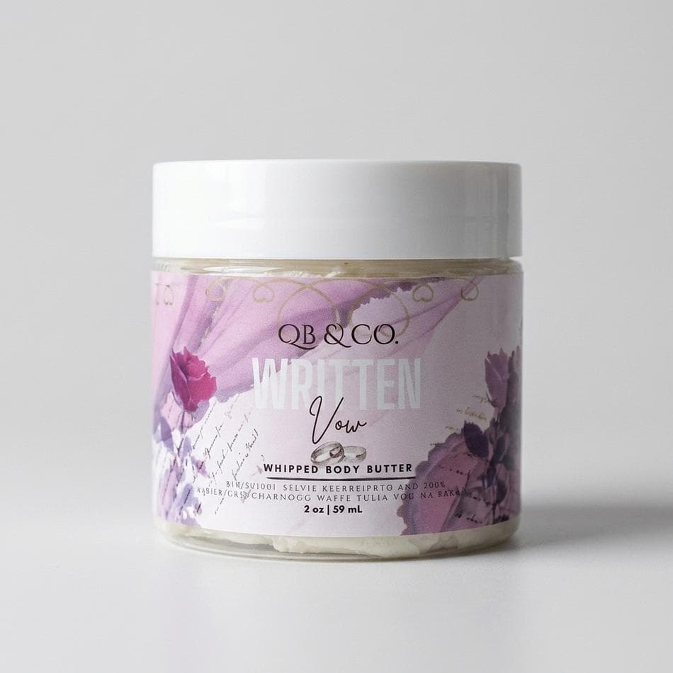 Whipped Body Butter, Shea & Cocoa Butter, Deep Moisture & Glow, Written Vow Scent, 2 oz Jar