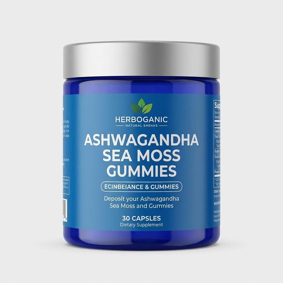 Sea Moss Ashwagandha Gummies, Organic Ashwagandha Root Extract, Stress & Mood Support, Vegan Pectin Gummies, 2-Per-Day
