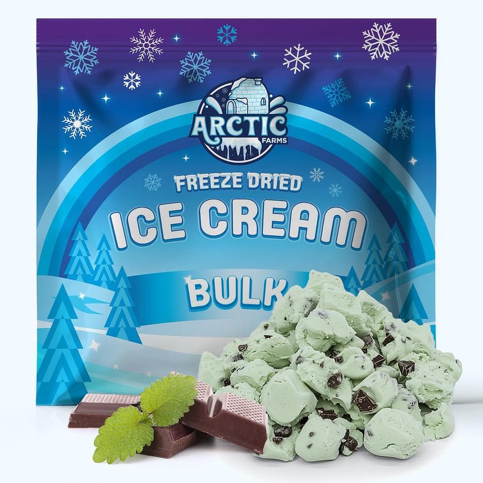 Freeze-Dried Ice Cream Bits, Mint Chip, No-Melt Crunchy Snack, Shelf-Stable, Bulk Bag (1 lb)