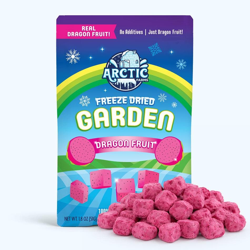 Freeze-Dried Natural Dragon Fruit Big Cubes, Soft, Tropical, Bite-Size Exotic Crunch, Large Resealable Bag (1.8 oz)