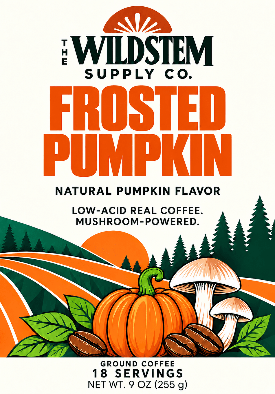 Frosted Pumpkin Mushroom Coffee - 9 ounce bag