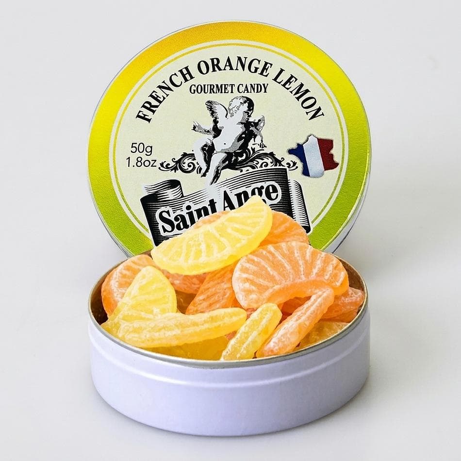 French Hard Candy Pastilles, Orange & Lemon Citrus, Copper-Kettle Cooked, Imported French Candy, 1 Pack