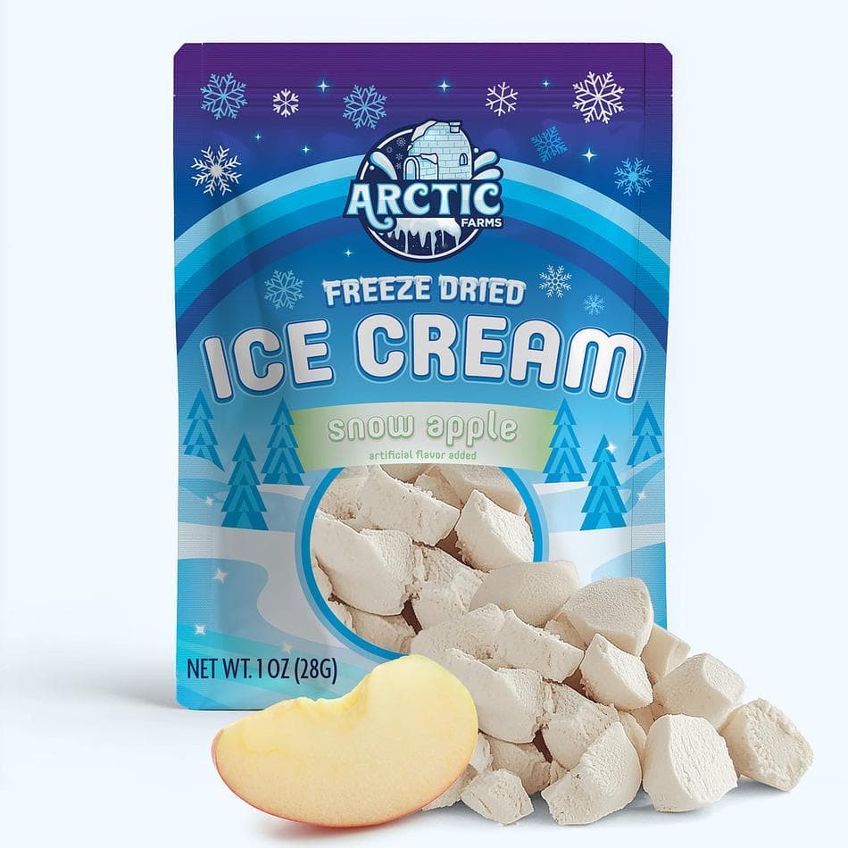 Freeze-Dried Ice Cream Bits, Snow Mountain Apple, No-Melt Crunchy Snack, Shelf-Stable, Resealable Bag (1 oz)
