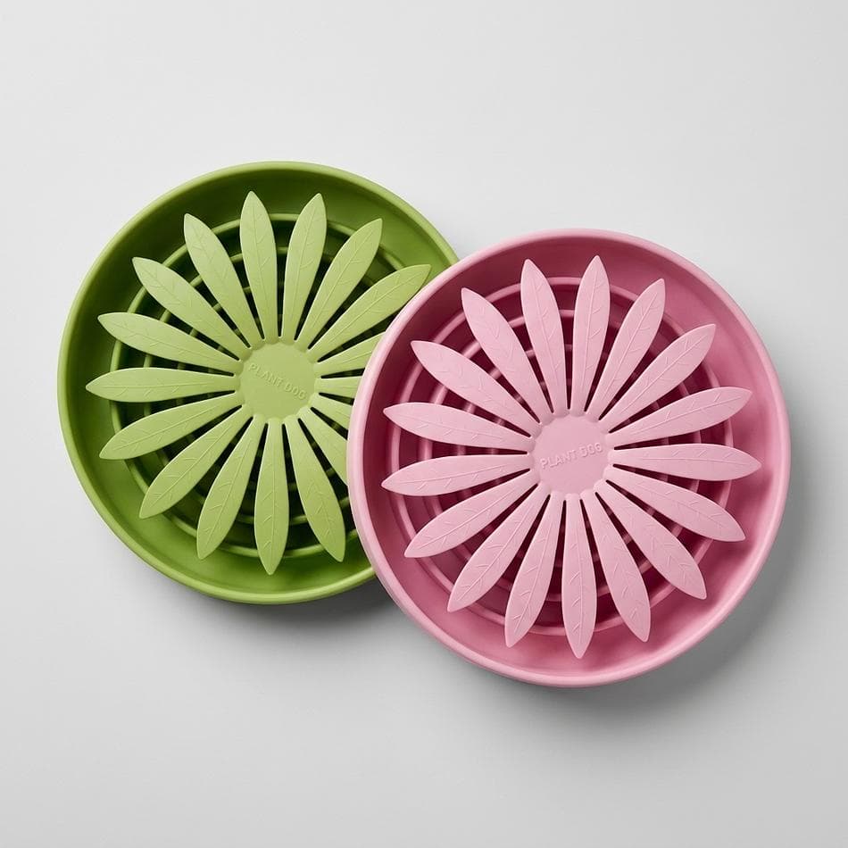 Slow Feeder Dog Bowl, Flower Design, Slows Fast Eating, Microwave Dishwasher Freezer Safe, 1 Bowl