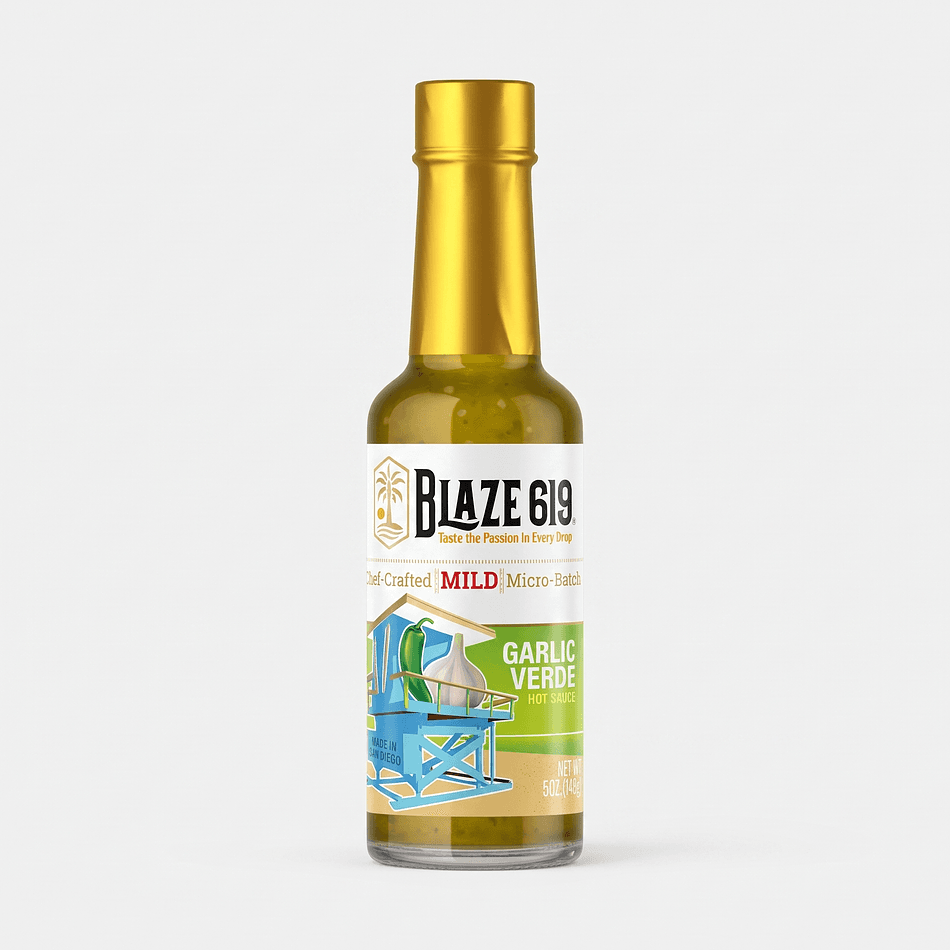Garlic Verde Hot Sauce, Tomatillo & Roasted Jalapeño, Bright Citrus Flavor, Mild Heat, Gluten-Free, 5 oz Bottle
